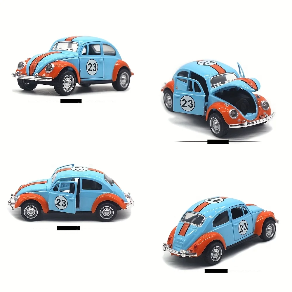 1:36 뉴 빈티지 비틀 합금 다이캐스트 클래식 모델 장난감 자동차, 문이 열리는 풀백 기능, 수집용 장식품, 남자아이 장난감