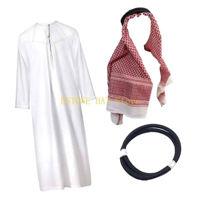 49MF Elegant Middle Eastern Outfit Set Polyester Fabric Perfect For Cultural Shows