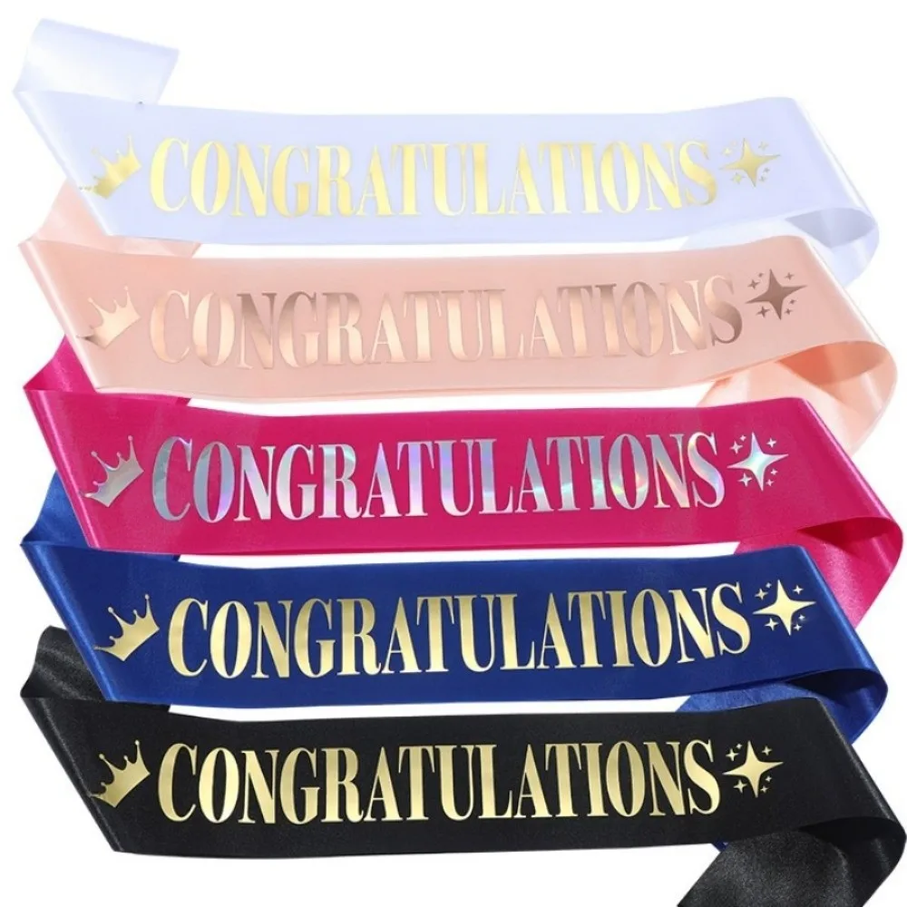 New Satin Congratulation Sash Multiple Colors One Size Graduated Stole Satin Sash Decoration Supplies