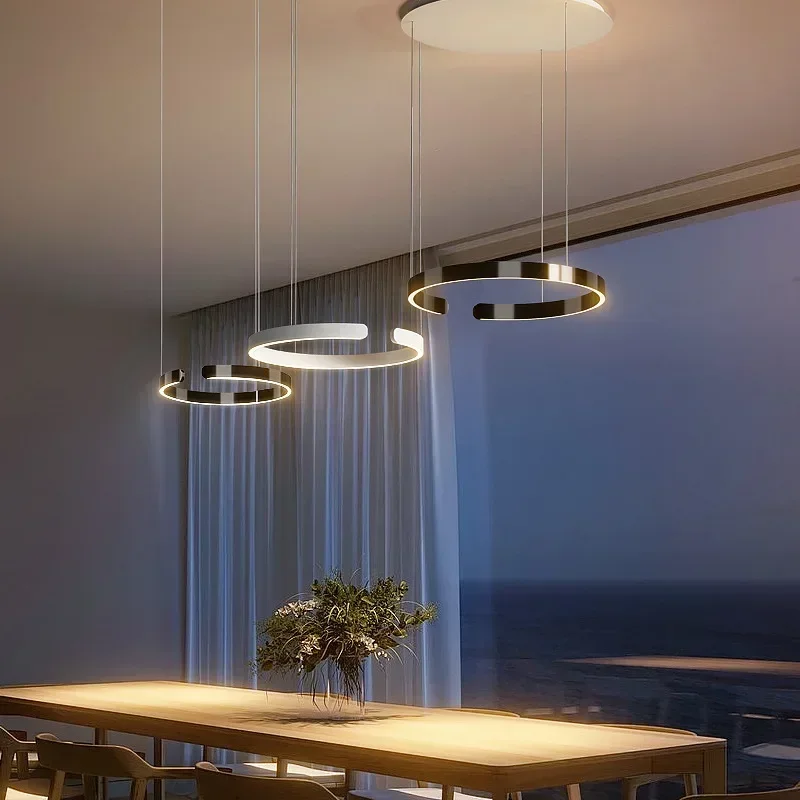 Nordic Minimalism Ring Ceiling Chandelier Eye Protecting LED Lamp Bedroom Dining Room Study Pendant Lighting Fixture