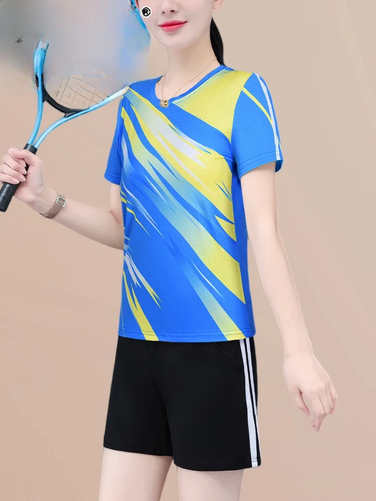 

TUCANO Summer Qui Dry Sports Set Women's Tennis Clothing Ice Silk ort Sve Two Piece Set Small Size round Ne Pullover