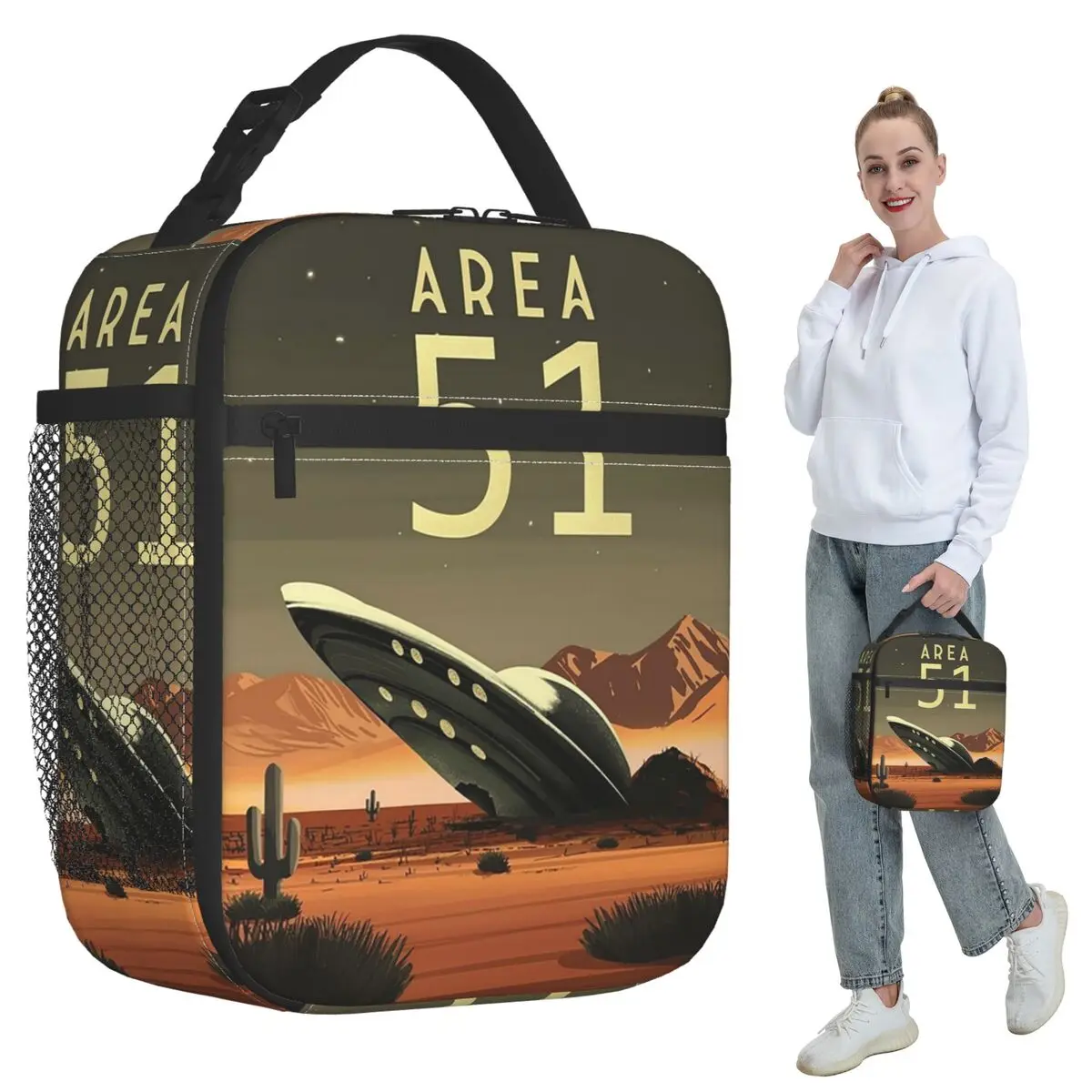 Roswell, New Mexico Desert Area 51 Poster Insulated Lunch Bag for Kids School Cooler Thermal Food Box Tote Lunch Boxes Container