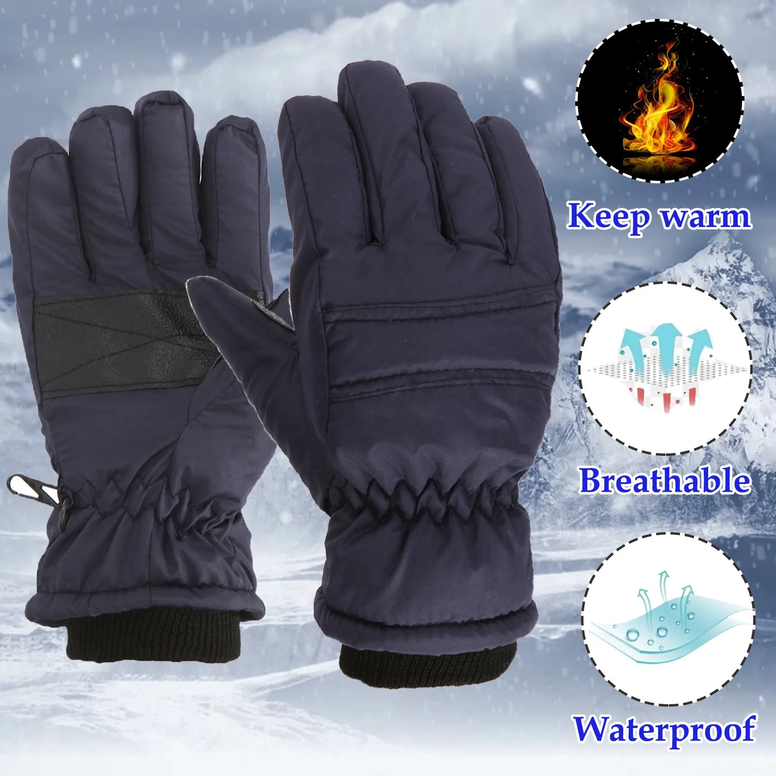 1Pair Windproof Girls Boys Snowboarding Ski Gloves Winter Outdoor Warm Snow Waterproof Gloves Kids Fashion Skating Mittens