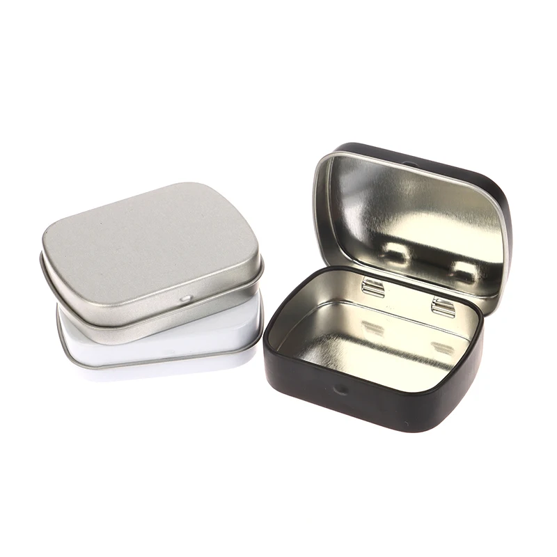 1Pc Survival Kit Small Empty Tinplate Silver Black Flip Storage Box Organizer For Money Coin Candy Key Cigarette Sealed Box