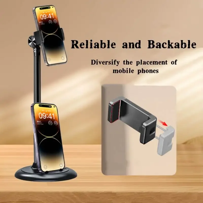 

Aluminum Alloy 360 ° Free Rotation Desktop Phone Stand Support Rod Stable Stand Lazy Person Telescopic Live Streaming Metalstand