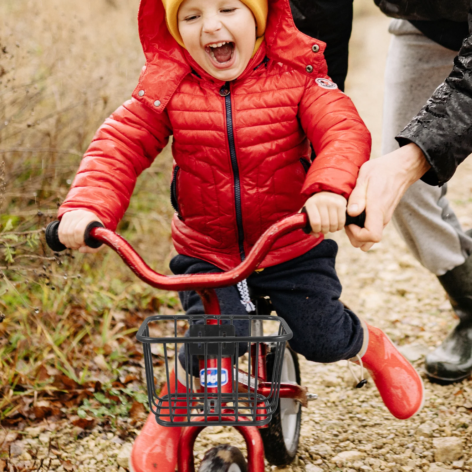 Children's Car Front Basket Kids Bike Iron Sturdy Outdoor Pre Drill Easy Install Safe Storage Unique Part bike front basket