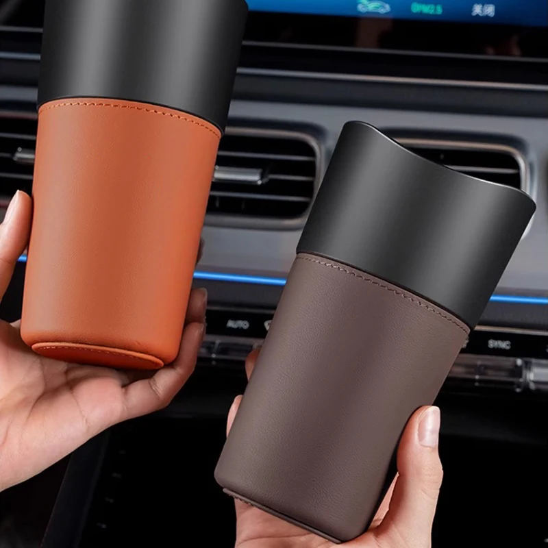 Car Universal Leather Water Cup Storage Rack Garbage Bucket For No