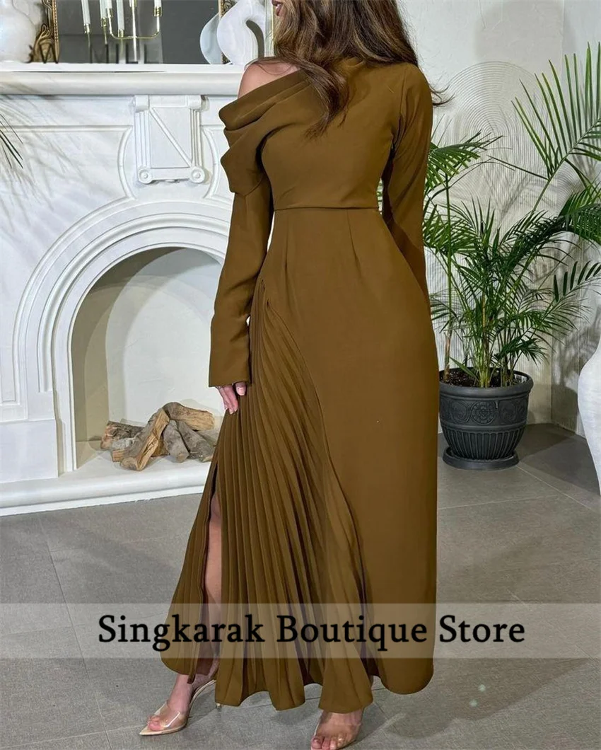 

Saudi Arabia Evening Dresses 2025 Cocktail Party Gowns Pleat Prom Ankle-Length Dresses For Formal Occasions Wedding Party