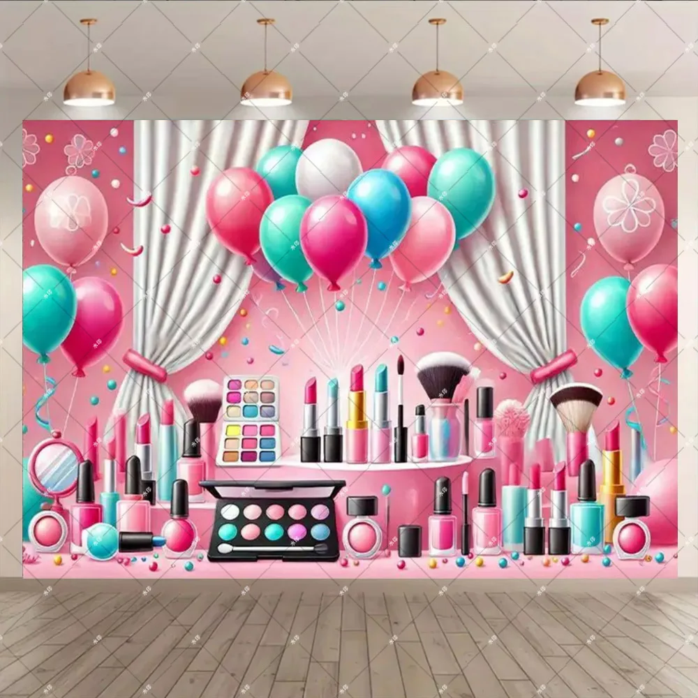 Pink Beauty Makeup Spa Theme Sexy Ladies Adult Girl Birthday Party Customized Banner Backdrop Women Portrait Photo Studio Decor