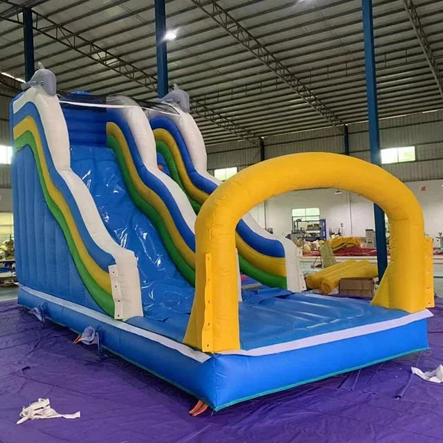 Commercial Adult Kids Waterslide With Pool Bouncy Jump Castle 24ft Two Lanes Inflatable Water Slide2026