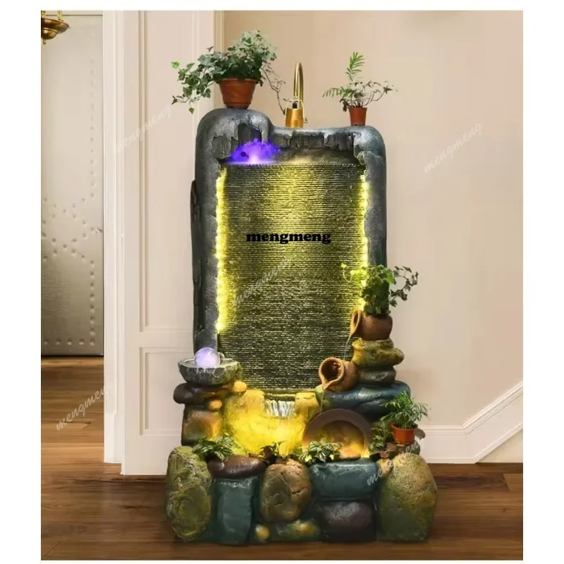 Y136 Y136 Large Outdoor Decorative Fountain with Smoke Waterfall and Lights Perfect for Creative Luxury Garden Home