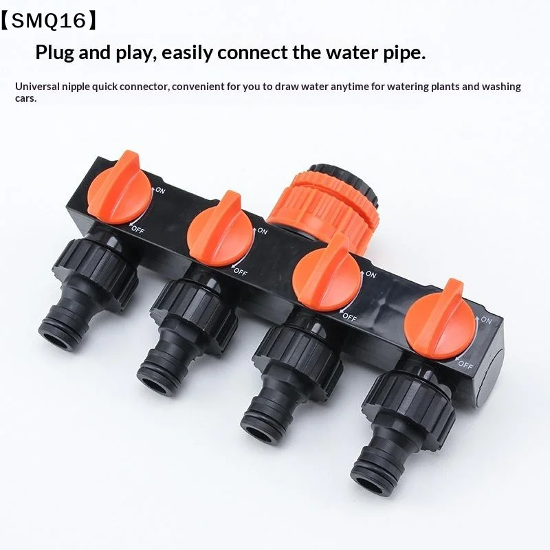 Drip Irrigation 4-Way Garden Tap Water Splitter Water Pipe 4 Way Splitter Irrigation Valve Quick Connector Female【SMQ】