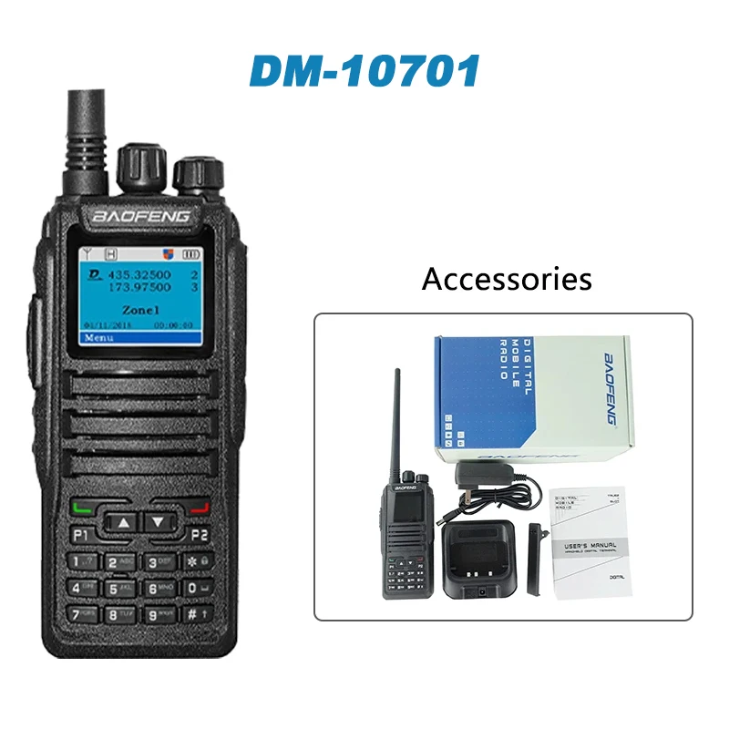 Baofeng DM-1701 DMR Digital Walkie Talkie Open GD77 Dual Mode Analog/Digital Two Way Radio Tier 1+2 Dual Time Slot Ham Radio