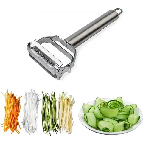 다기능 Julienne 필러, 더블 헤드 야채 과일 필러, 스테인레스 스틸 감자 슬라이서, 분쇄기, 멜론 당근 필러