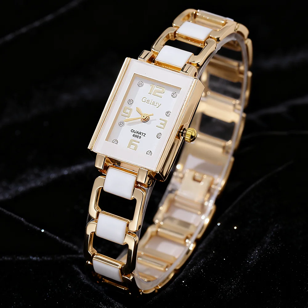 1PCS Trendy Fashion Luxury Digital Scale Rectangular Dial Women's Quartz Watch Suitable for Daily Clothing Matching Perfect Gift