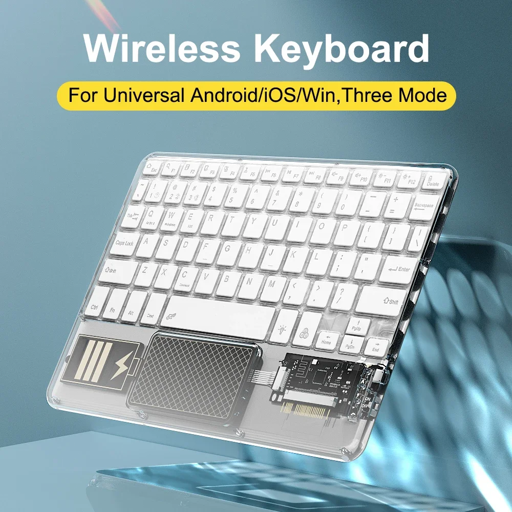 Wireless Keyboard with Touchpad, Ultra-Slim Portable Bluetooth Rechargeable Keyboard,Wireless Keyboard for iOS Android Windows