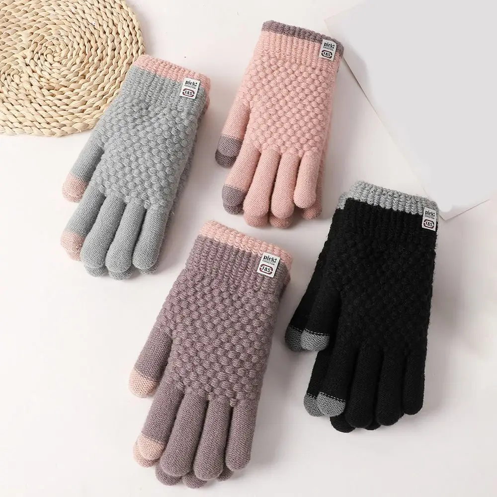 

Модные флисовые утепленные перчатки с сенсорным экраном, полнопальцевые зимние теплые перчатки, мягкие эластичные ветрозащитные вязаные варежки для женщин и мужчин