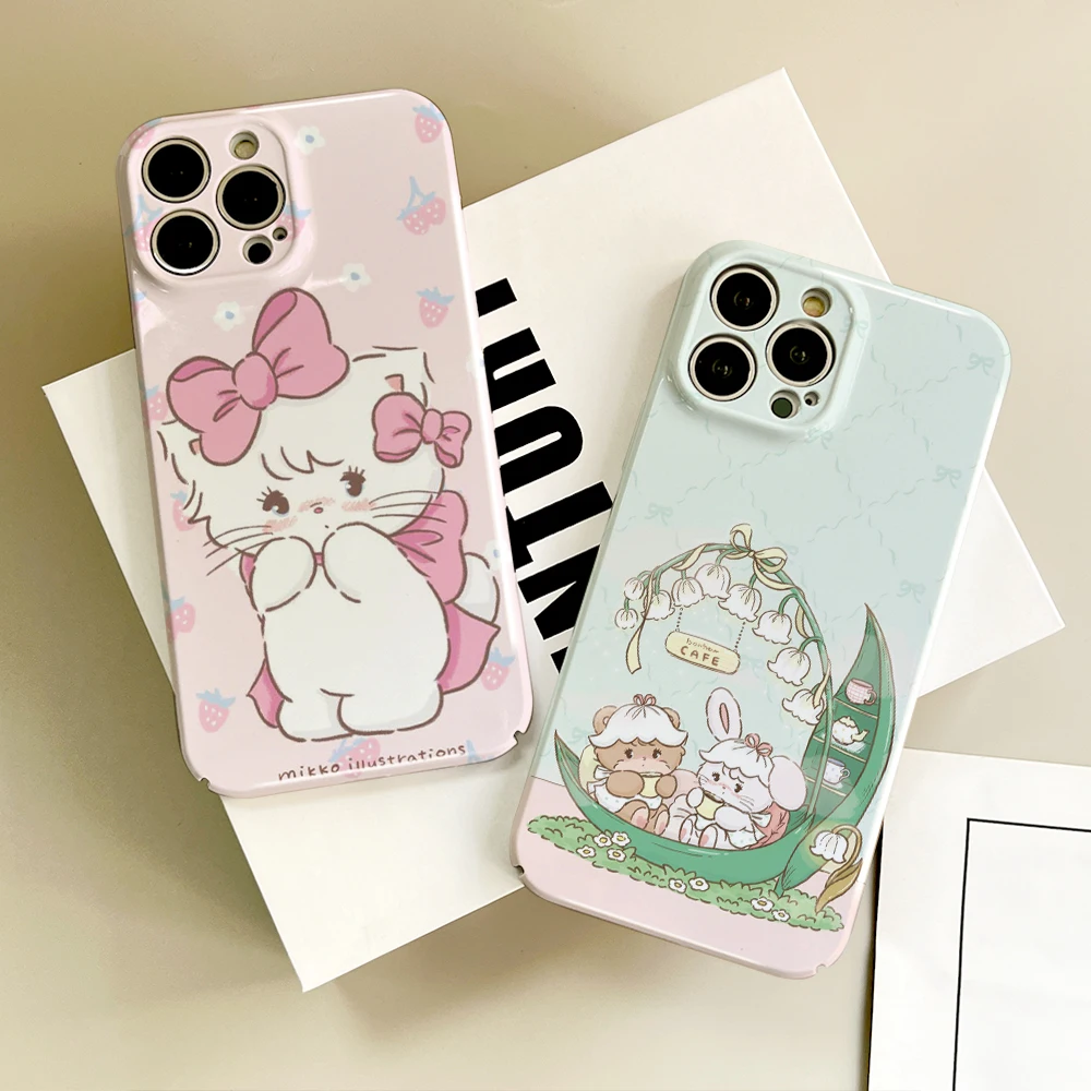 Cute M-Mikko Phone Case For IPhone 16 15 14 13 12 11 Plus Pro Max Mini Glossy HD Hard Cover Film Shell