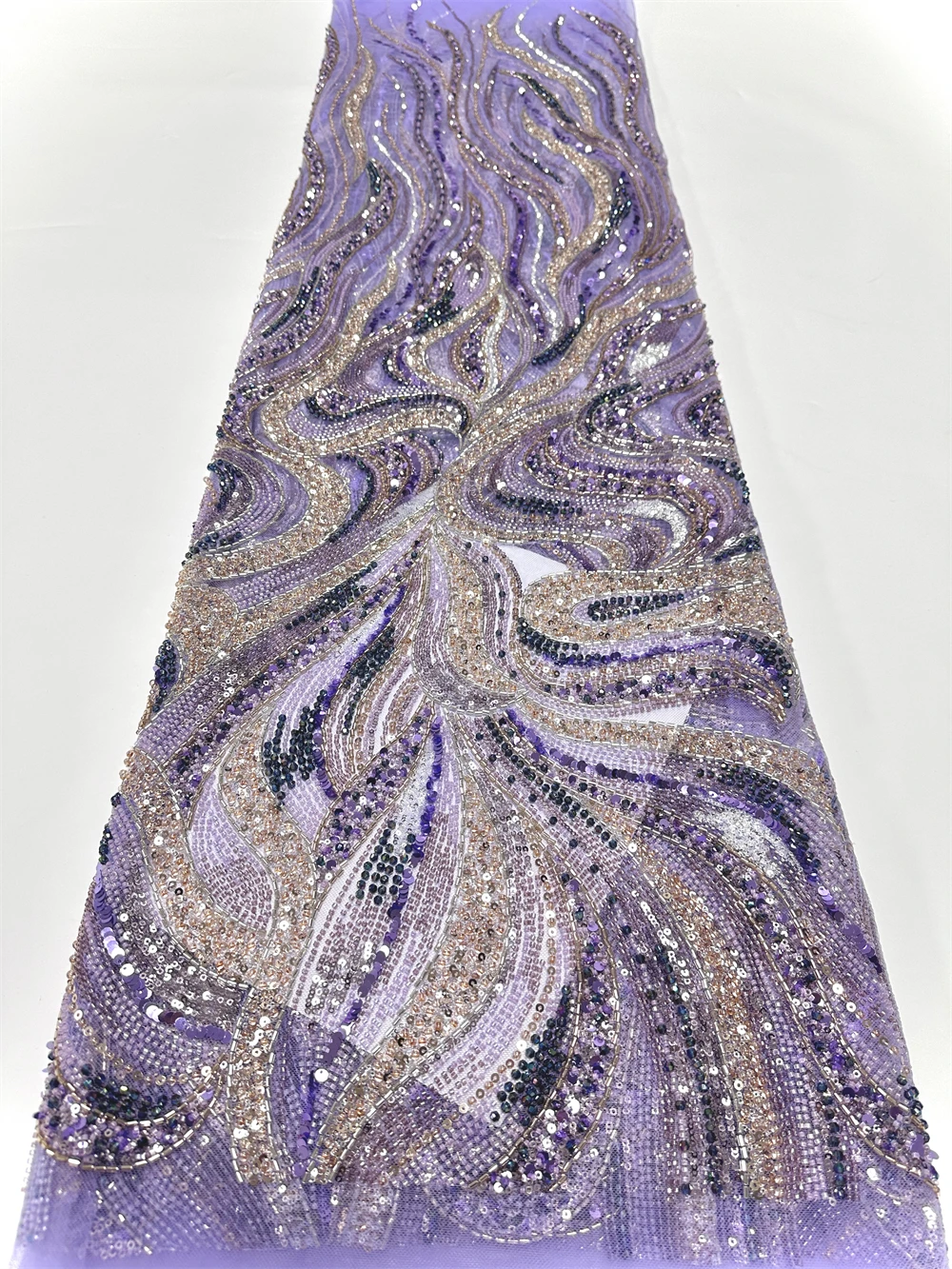 

New Fashion Handmade Beads Embroidery Lace High Quality African Sequins French Tulle Nigerian Lace Fabric Party Wdding Dress Sew