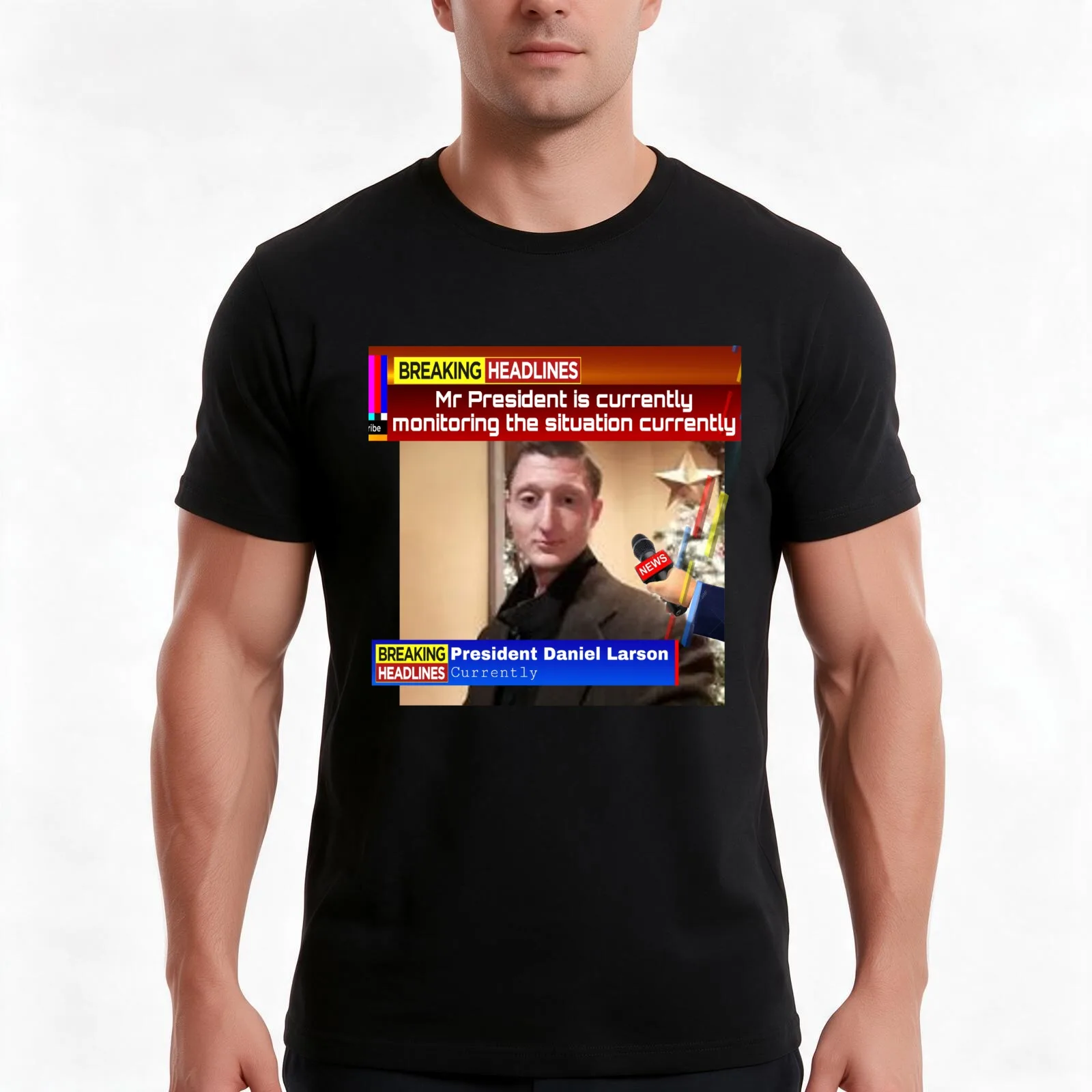 Daniel Larson monitoring the situation T-Shirt Summer Casual Cotton Tee Oversized Streetwear Tops Vintage Graphic Print