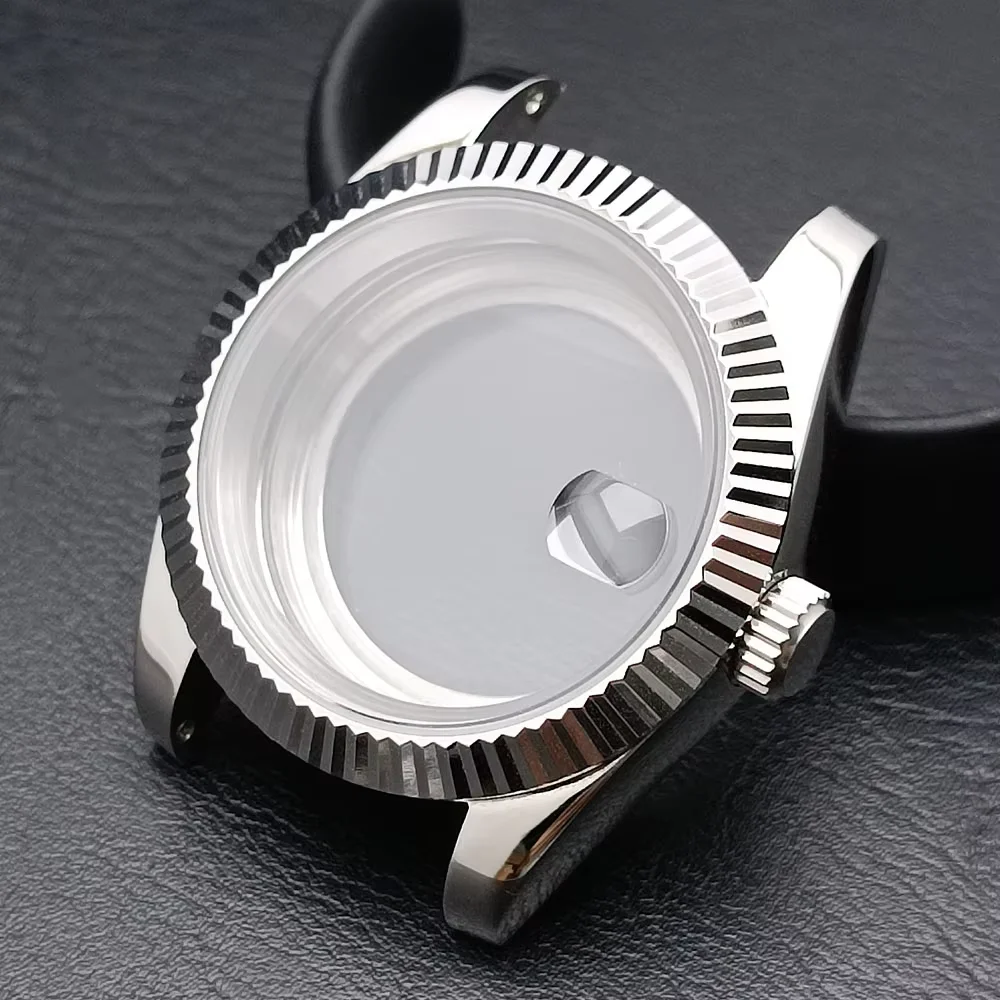 39mm/41mm case FIT M8285/NH series 34/35 movement men\'s steel case watch parts 20mm watch box sapphire glass watch