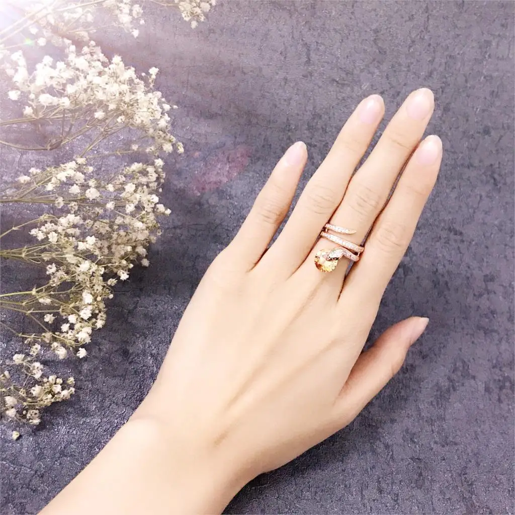 Vintage Snake Finger Ring Rose Gold Color Fashion Crystal Wholesale Jewelry For Women DWR149/R150/R271