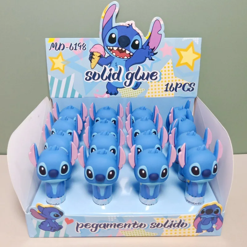 16pcs Disney Silicone Solid Glue Cartoon Cute Lilo Stitch Student Diy Handmade Rotating Solid Glue Stick Cartoon Handbook Glue