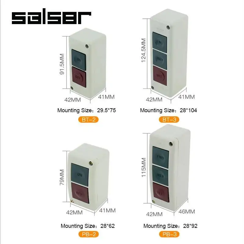 PB سلسلة دفع زر التحكم صندوق التبديل 2P/3P اثنين/ثلاثة مواضع AC250V 3A 5A ON-OFF FWD-REV-OFF PB-2 PB-3 TB-2 TB-3