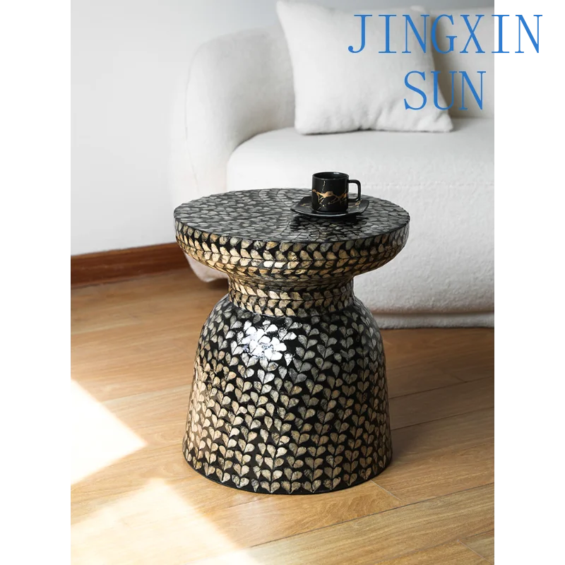 Beautiful shell decoration edge few household living room handmade coffee table sofa corner few soft decoration medieval round t