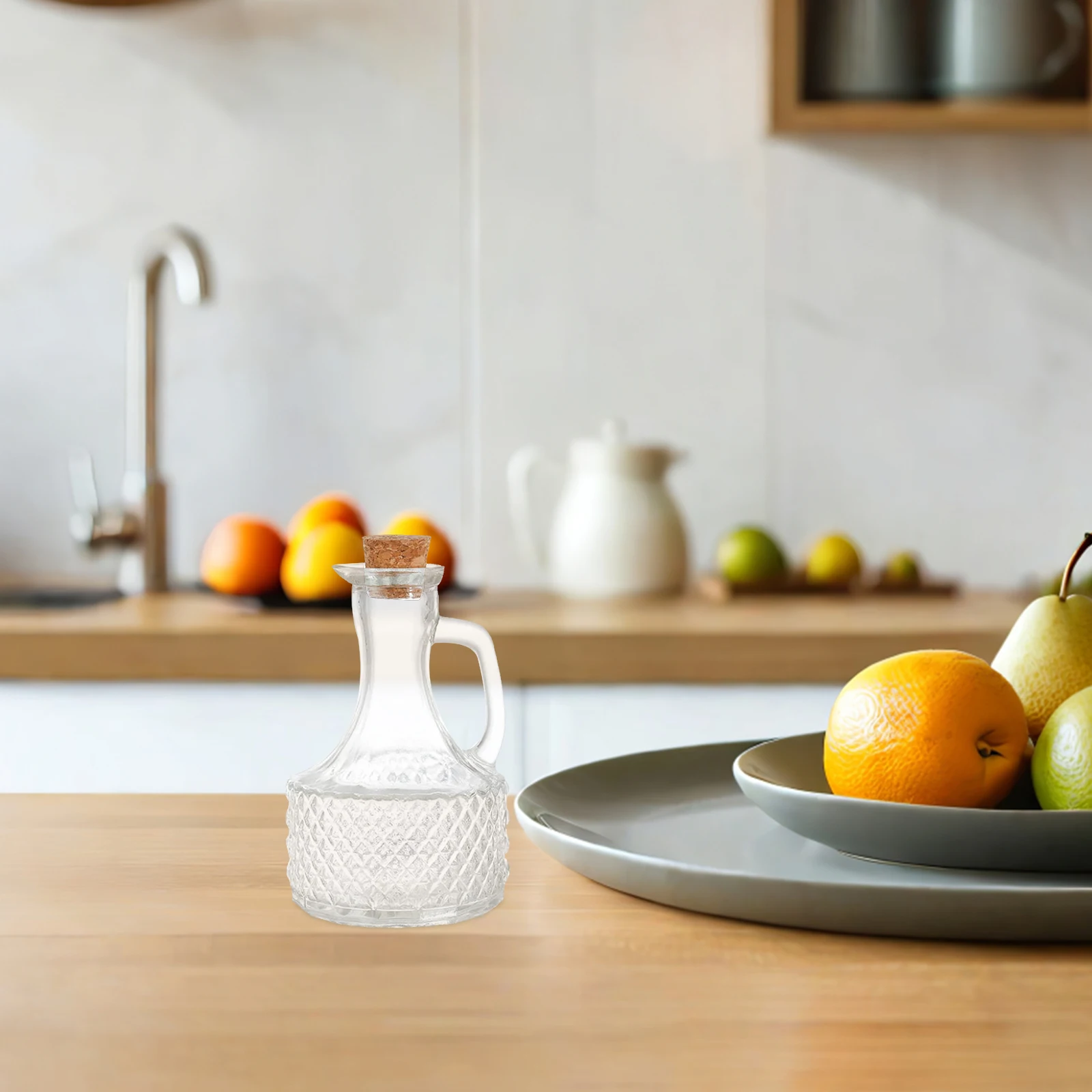 

2pcs Transparent Glass Bottle Condiment Dispenser Spout For Kitchen Olive Oil Vinegar Syrup Soy Sauce Storage Oil Container