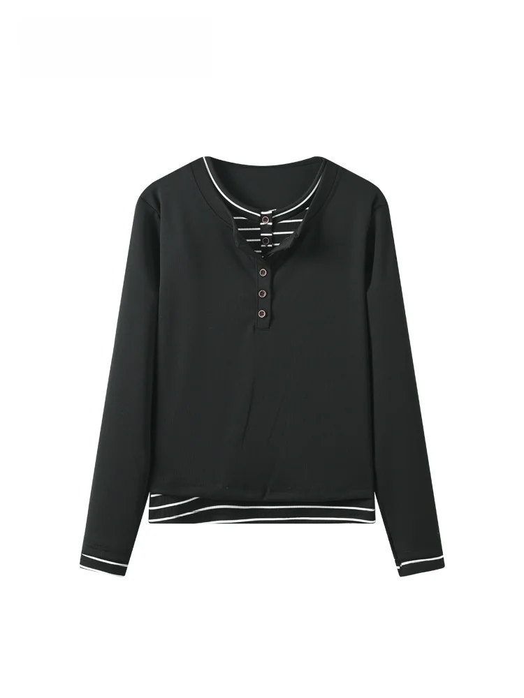 

Свободный женский топ с длинным рукавом и круглым вырезом, больших размеров, модный осенний топ в корейском стиле, из полиэфирного волокна, повседневная одежда