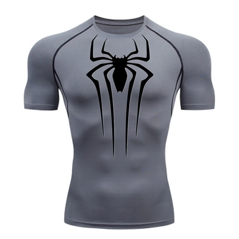 Men\'s Compression Shirt Fitness Workout Anime Super Spider Print Sport Tight Gym TShirts Athletic Quick Dry Tops Tee Summer Male