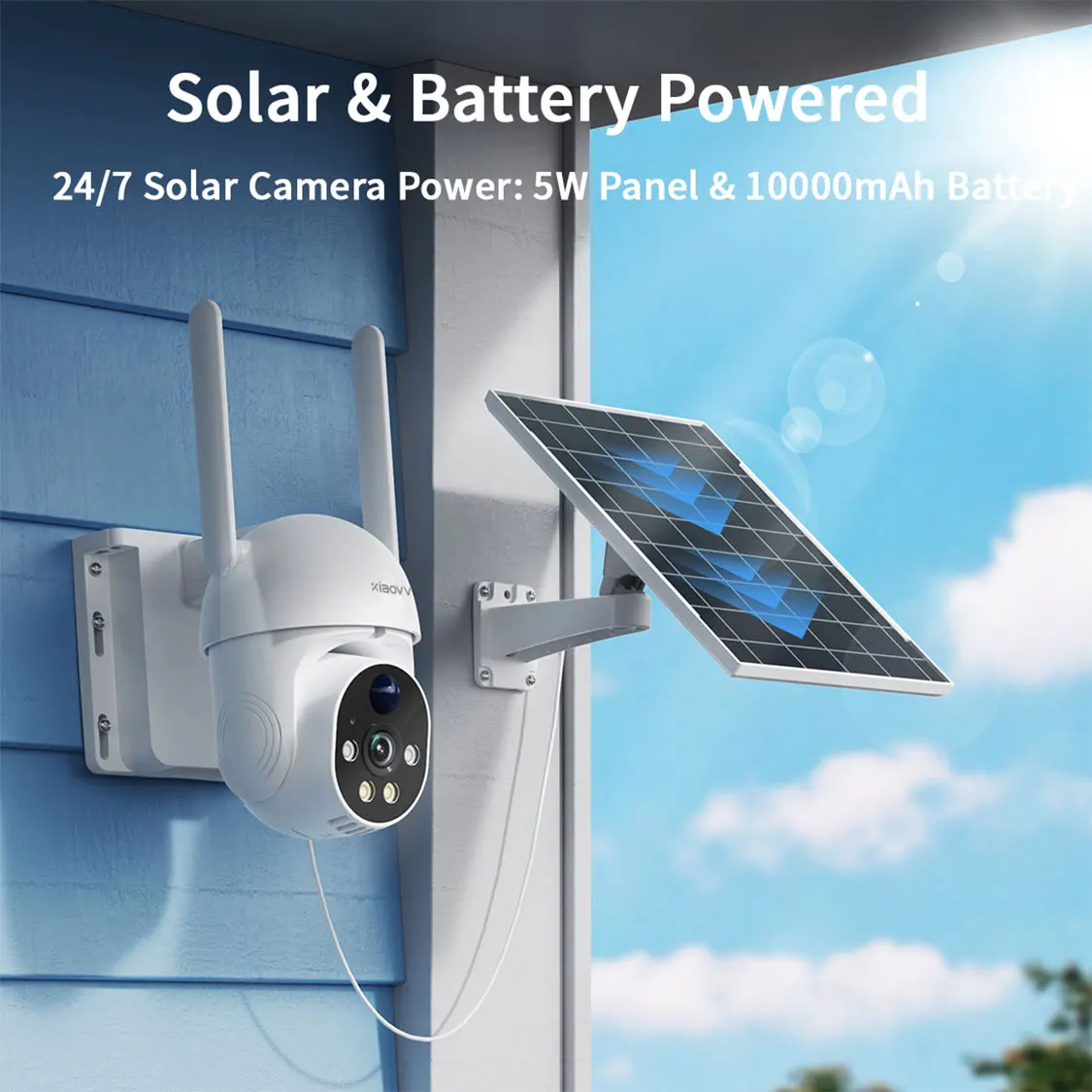 XIAOVV Solar camera wireless 4G WiFi  outdoor camera dual lens PIR automatic tracking closed-circuit television security camera