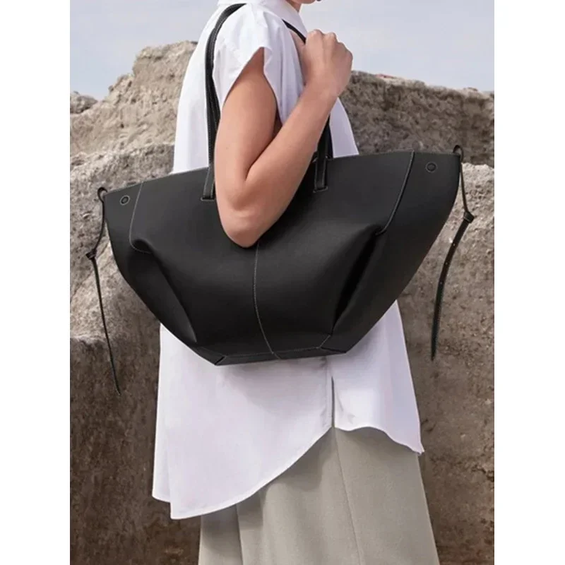 Bolsos de mano en cuir, bolso de compras, bolso de viaje de color unie con bolso de mano, sac de rangement d'épicerie, sac