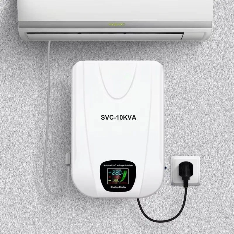 SVC-5000va 10000va AC Wall-Mounted Servo Control Single Phase Voltage Stabilizer LCD 220V AC Wall Regulator Home Appliances