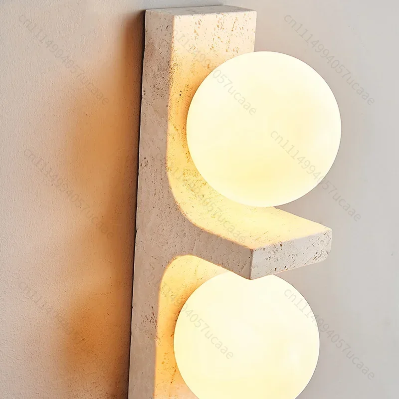 Retro Long Yellow Cave Stone Wall Light Art Natural Stone Wall Lamp for TV Background  Aisle Bedroom Wabi Sabi Wall Light