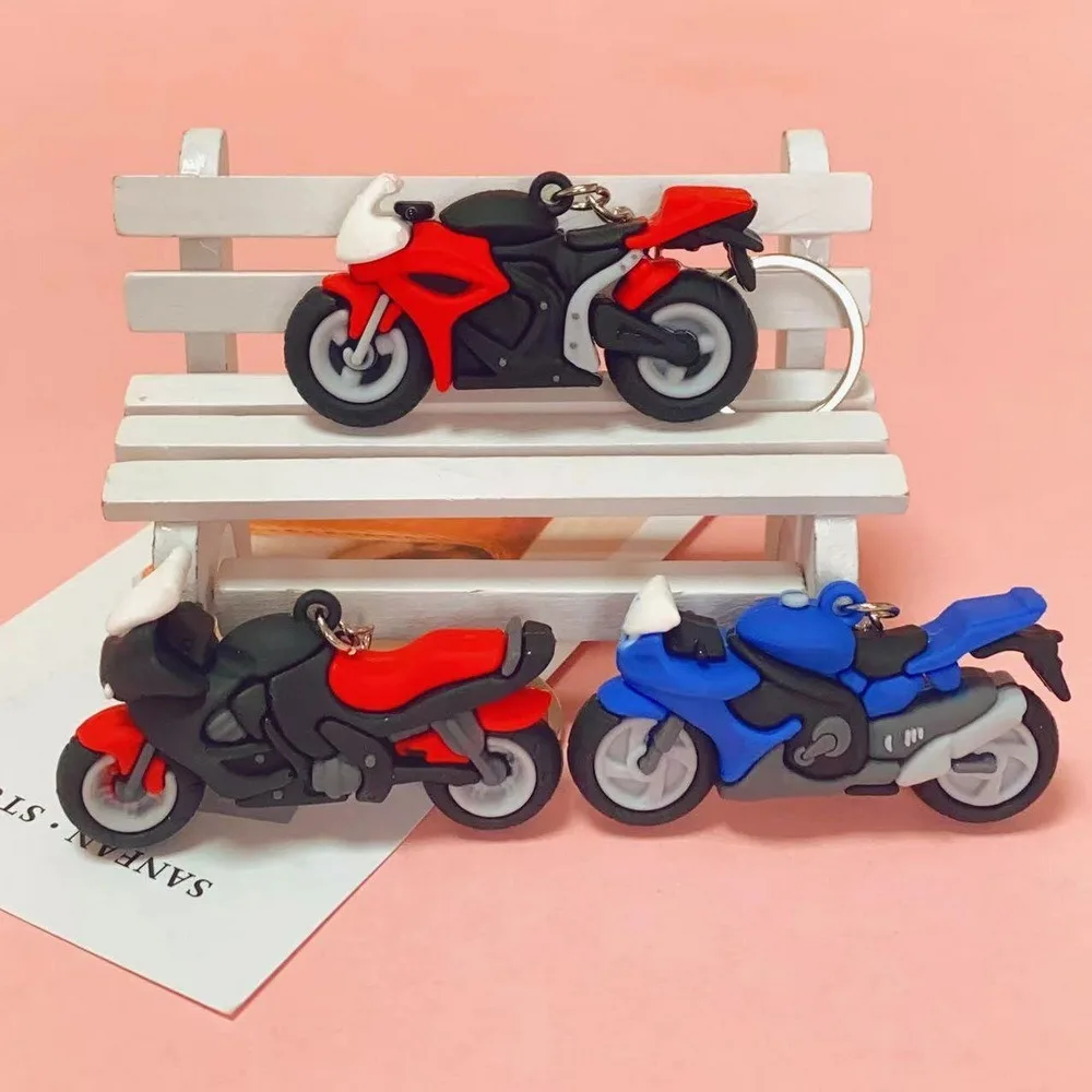 

Новый мультяшный мотоцикл, модель брелка, креативный крутой мотоцикл, подарок, брелок для ключей, держатель, мини-рюкзак, подвеска, аксессуары для ключей
