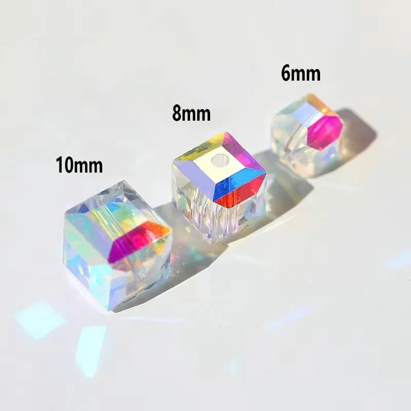AAA Quality 6-10MM crystal Glass AB Square shape beads cube  Loose Spacer Beads Accessories for Necklace earring Jewelry making