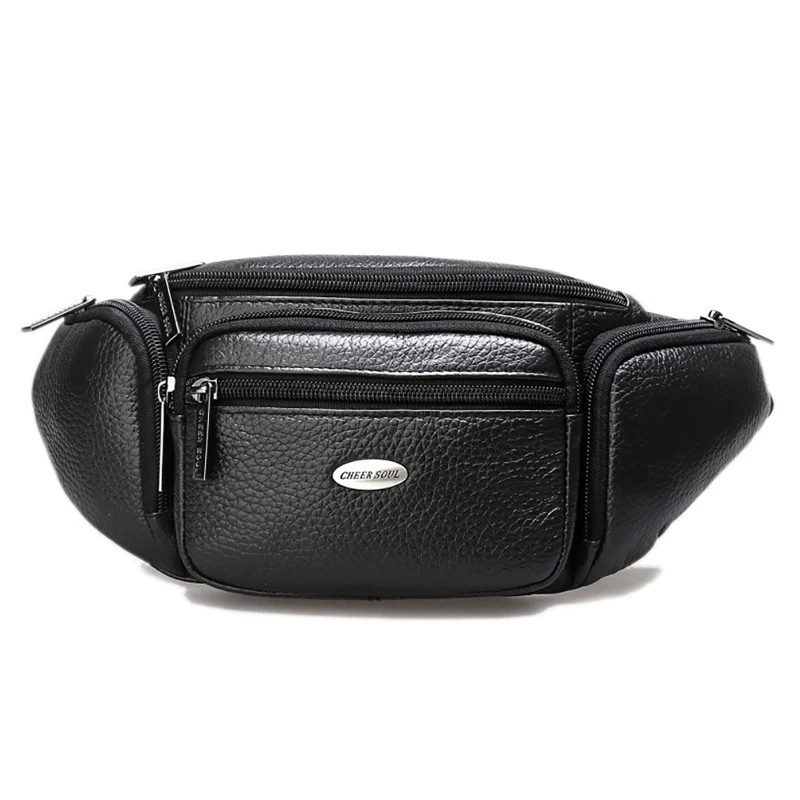 Men Waist Fanny Pack Cross body Bags Genuine Leather Multi-Pocket Travel Retro Real Cowhide Male Sling Chest Bum Hip Belt Bag