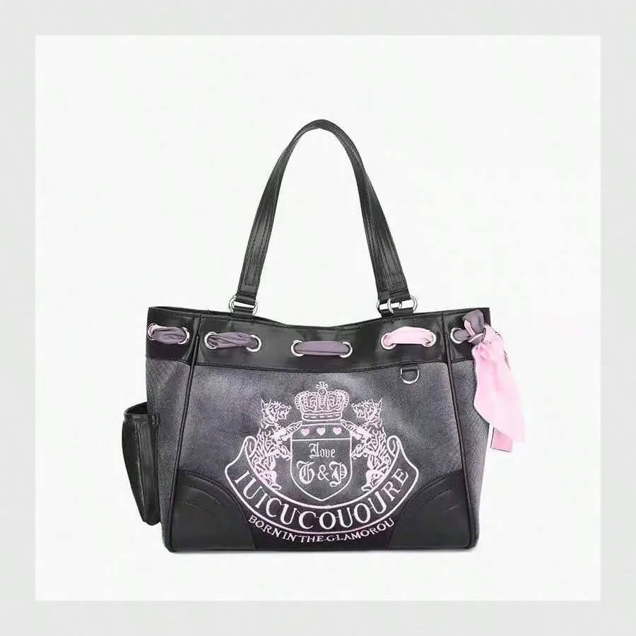 

Женская большая сумка-тоут Y2K, женская винтажная ретро-шикарная бархатная сумка с вышивкой, сумка на плечо для покупок для девочек, женские кошельки