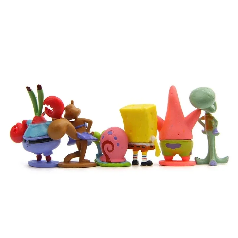 Kawaii كبسولة اللعب 6 قطعة/المجموعة باتريك ستار الإسفنج بوبيس البلاستيكية نموذج عمل الشكل الدمى الإسفنج بوبيس بوبيس لعب للأطفال هدية عيد الميلاد