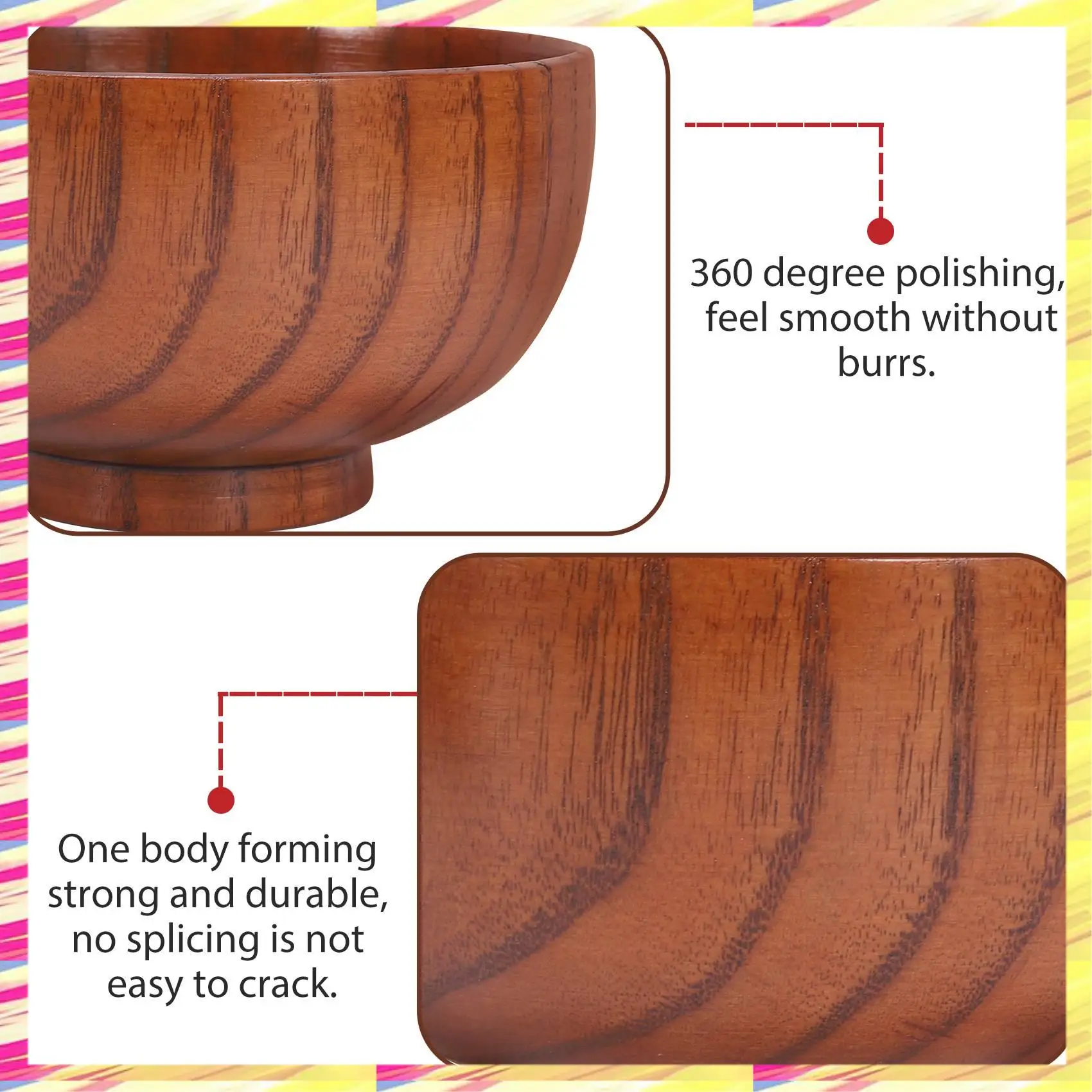 

ABJJ Jujube Japanese-Style Wooden Bowl Wooden Rice Bowl Noodle Bowl Solid Wood Bowl, Diameter 4.5 Inches By 2-5 / 8 Inches, For