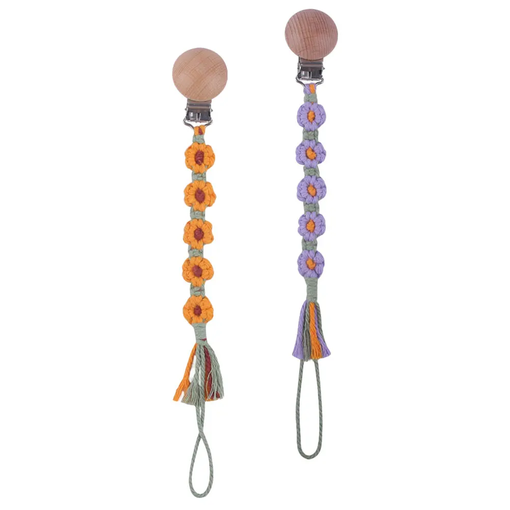

2Pcs Pacifier Anti Drop Chain Sturdy Cotton Rope Toy Links for Stroller Baby Holder Strap Teethers Safe Durable Infants