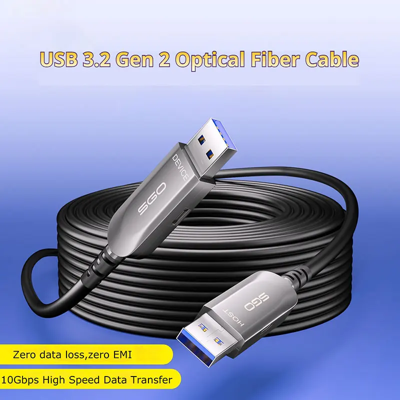 

Волоконно-оптический USB-кабель 10 Гбит/с «папа-папа» USB 3.2 Gen2 Active USB A Удлиненное расстояние для делового решения