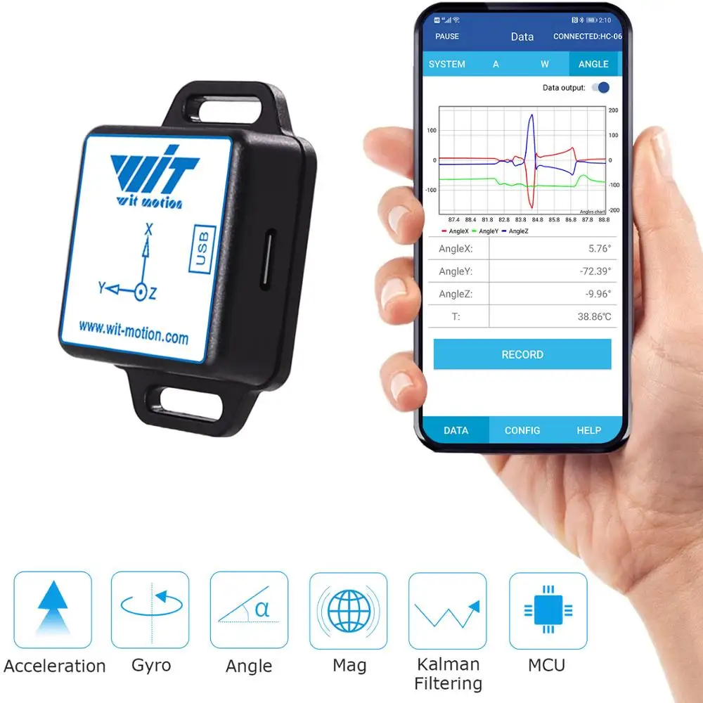 เข็มทิศดิจิตอล Inclinometer BWT901CL AHRS Accelerometer + Gyro + Angle + Magnetometer(XYZ,200HZ,MPU9250) สำหรับ PC /Android/mcu