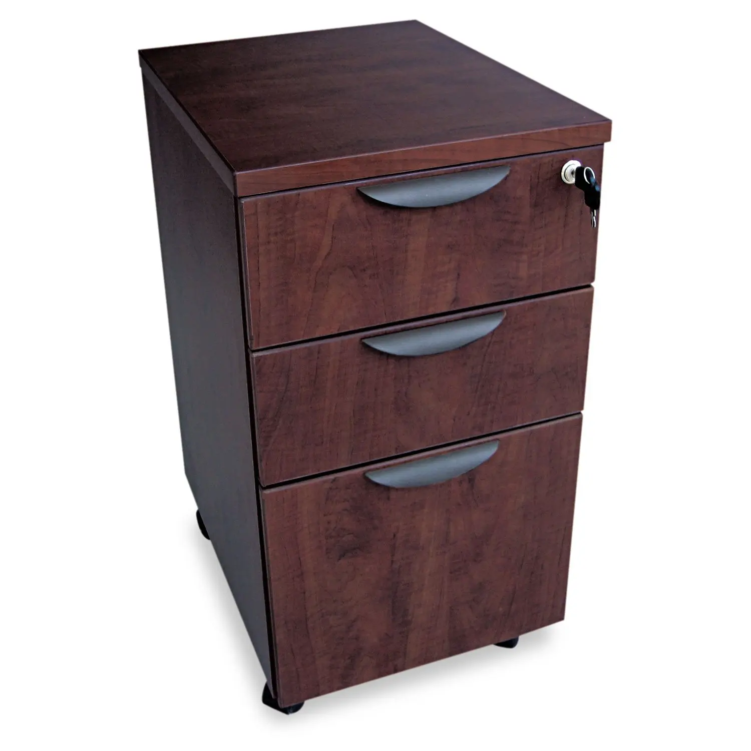 Mobile File Cabinet 3-Drawer Locking Casters Office Storage 16
