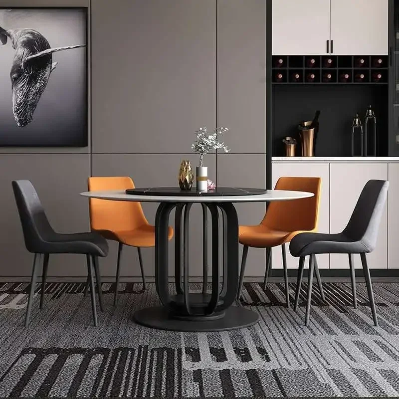 TAO Minimalist rock slab dining table round table with turntable modern simple round dining table dining  and chair combination