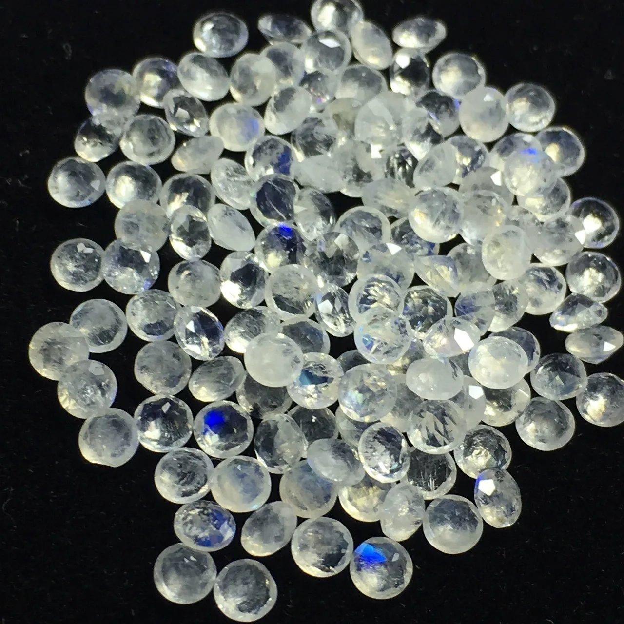 Sri Lanka Natural Blue Fire Moonstones Round  Brilliant Shape Cut Loose Gemstones Multiple Sizes 2mm2.5mm3mm For Jewelry Making