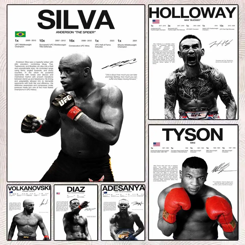 Combat Sports Legends U-UFC Painting Calligraphy Modern Canvas Poster Wall Art Aesthetic Bedroom Decor for Cafe Home Gift