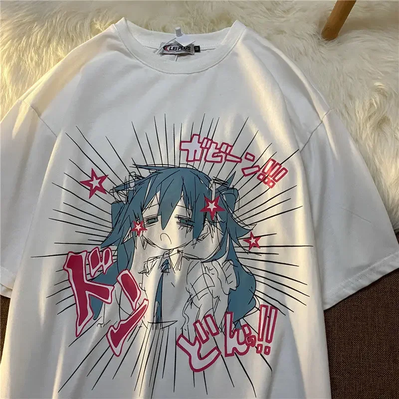 Anime Kawaii Women T-shirts Y2K Vintage Casual Oversized T-shirt Female Harajuku Summer Fashion Hip Hop Clothes T Shirt Tops